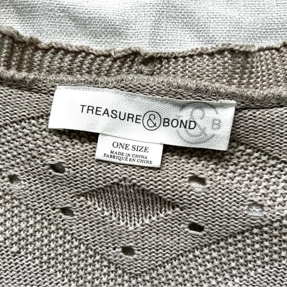 Treasure & Bond Taupe Armholes One Size Open Front Fringe Color Taupe - Picture 6 of 7